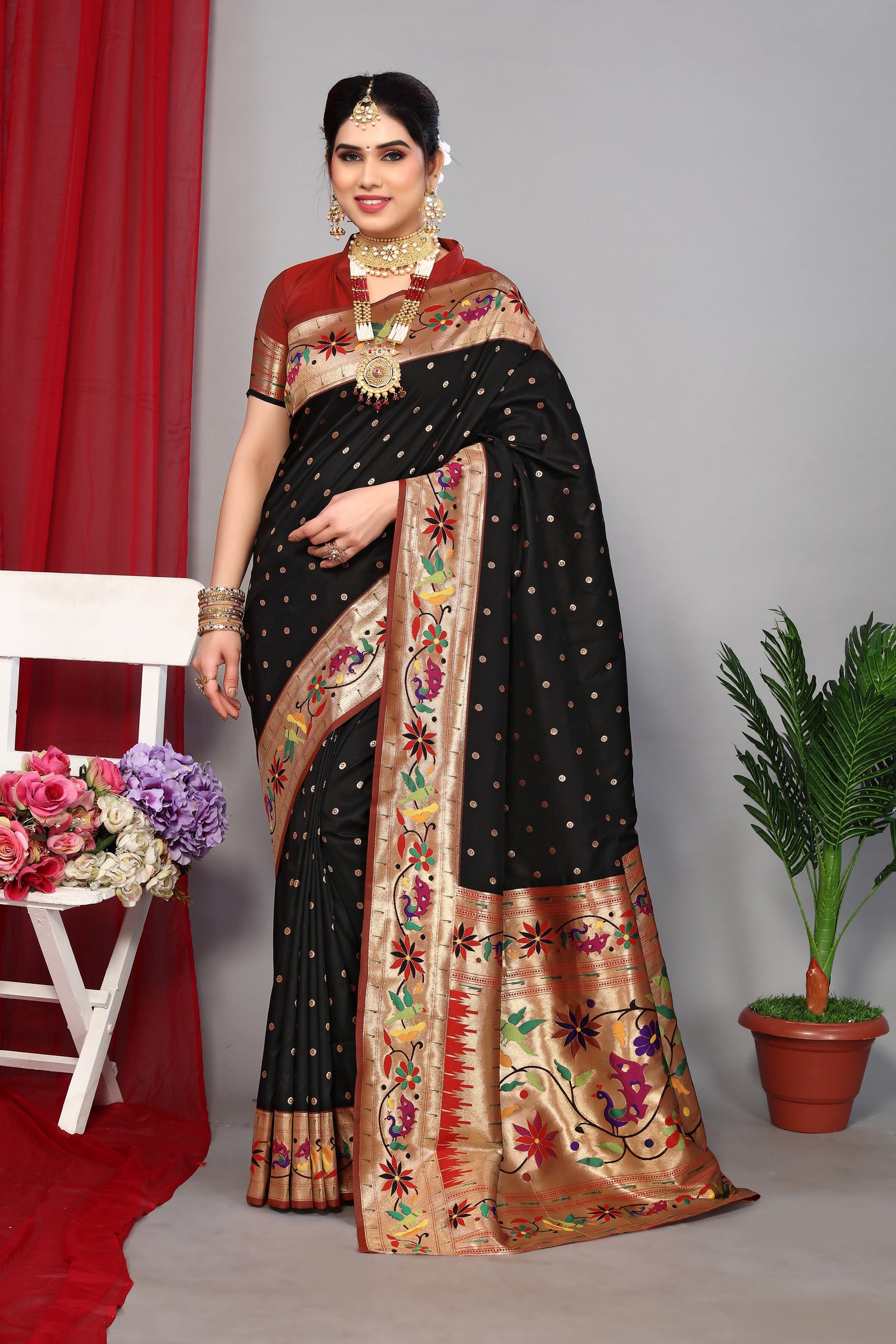 Trendy Collection Paithani Silk Black Saree