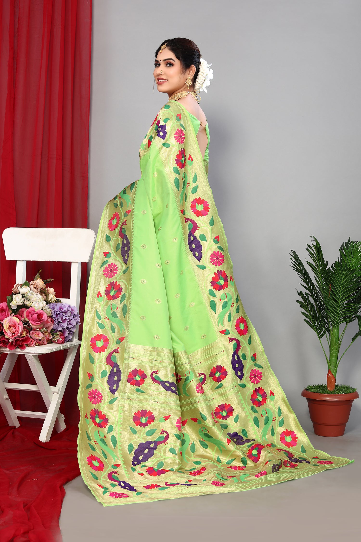 Charming Pista Color Paithani Silk Saree