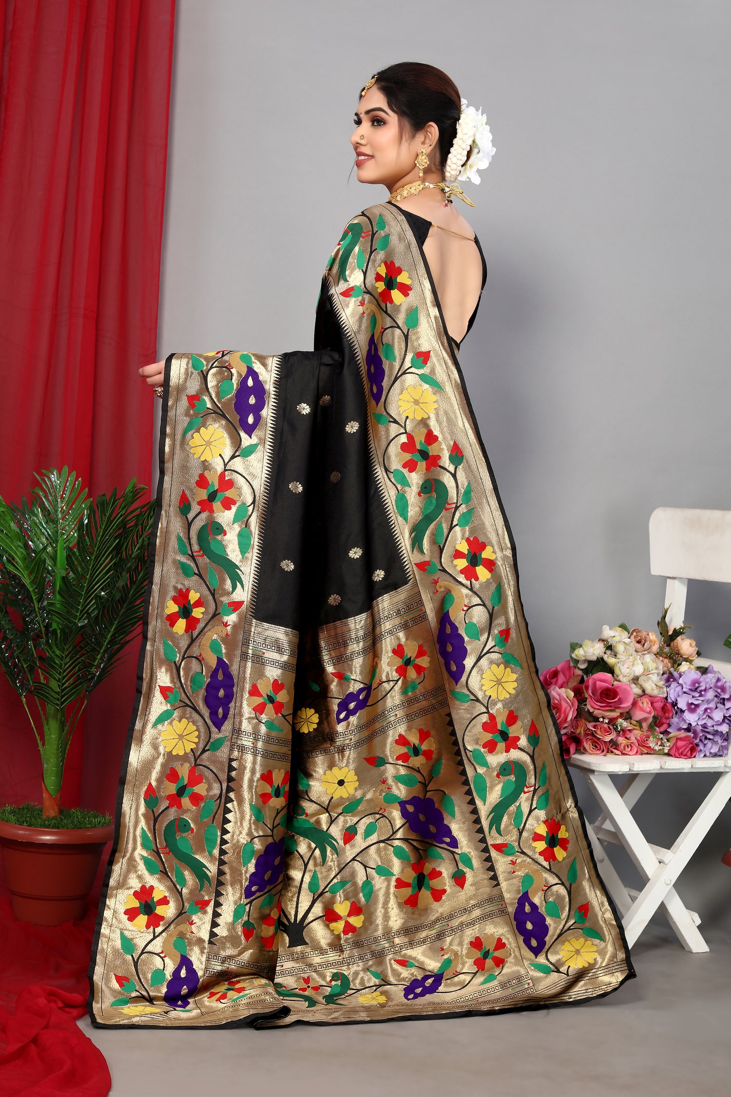 Luxuries Paithani Silk Black Color Saree