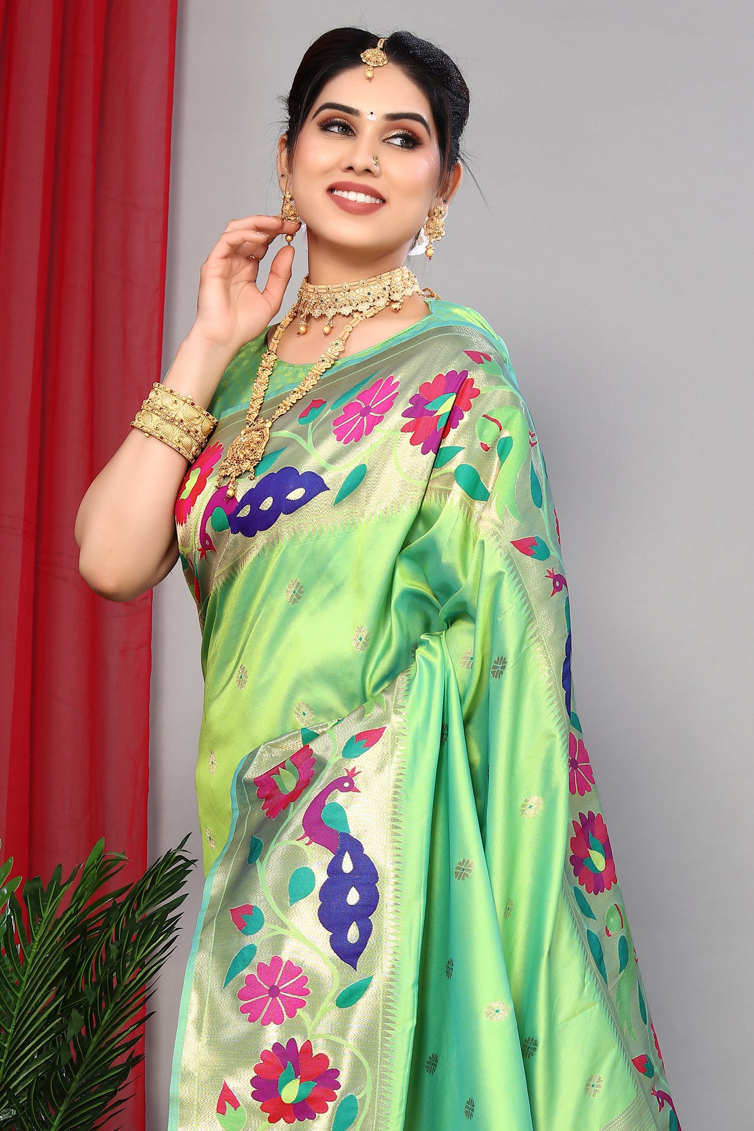 Festival Wear Green Color Paithani Silk Saree