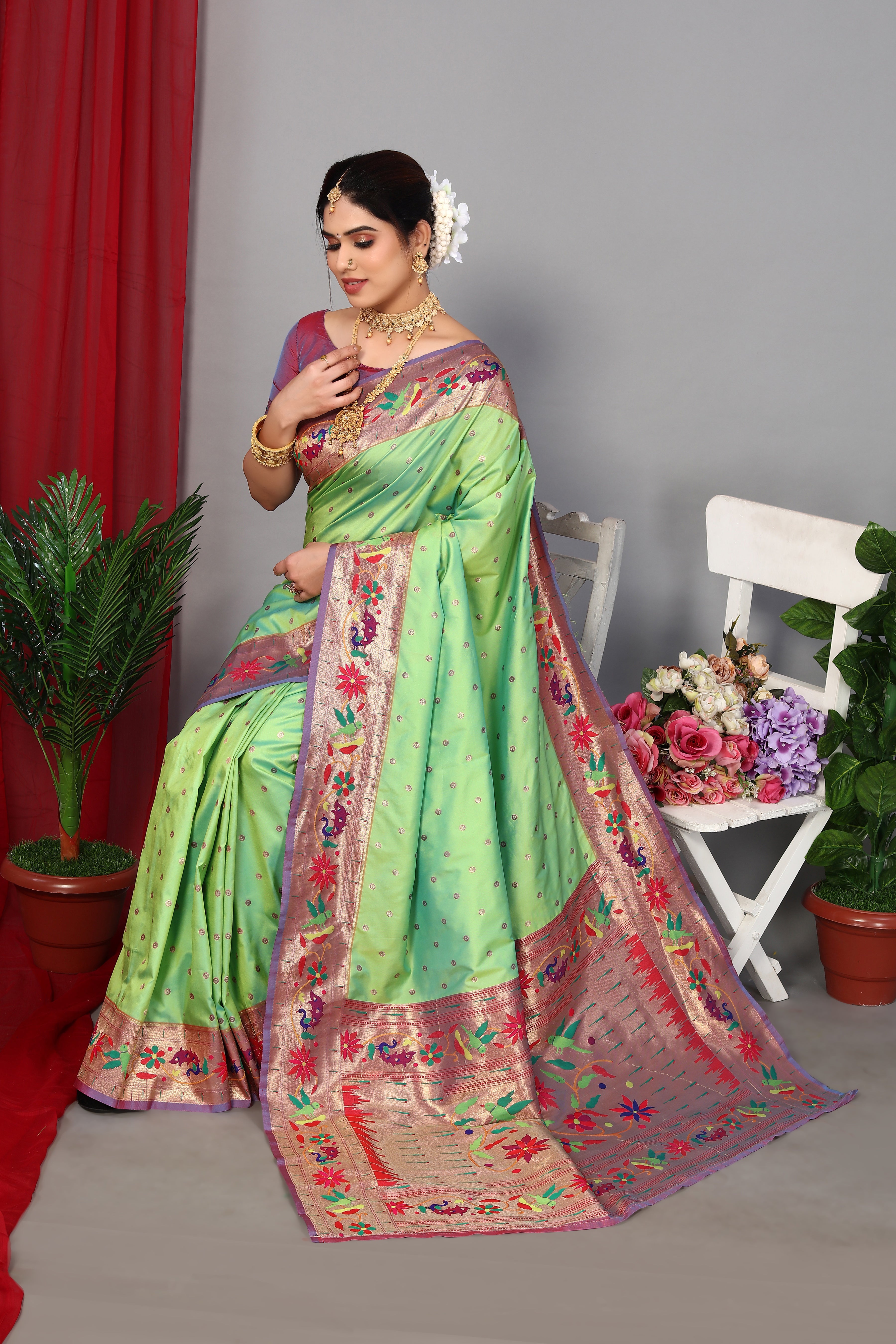 New Green Color Paithani Silk Saree