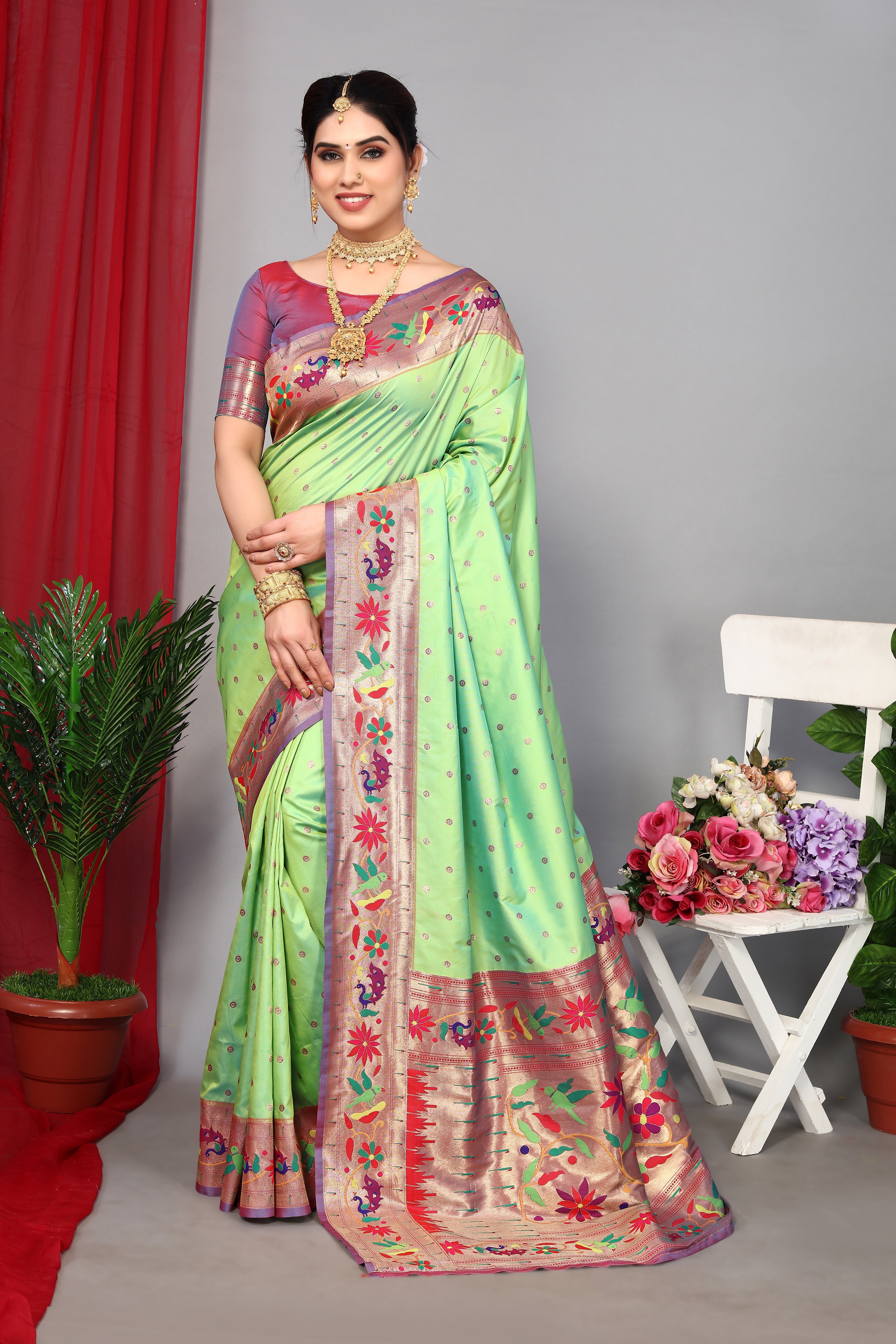 New Green Color Paithani Silk Saree