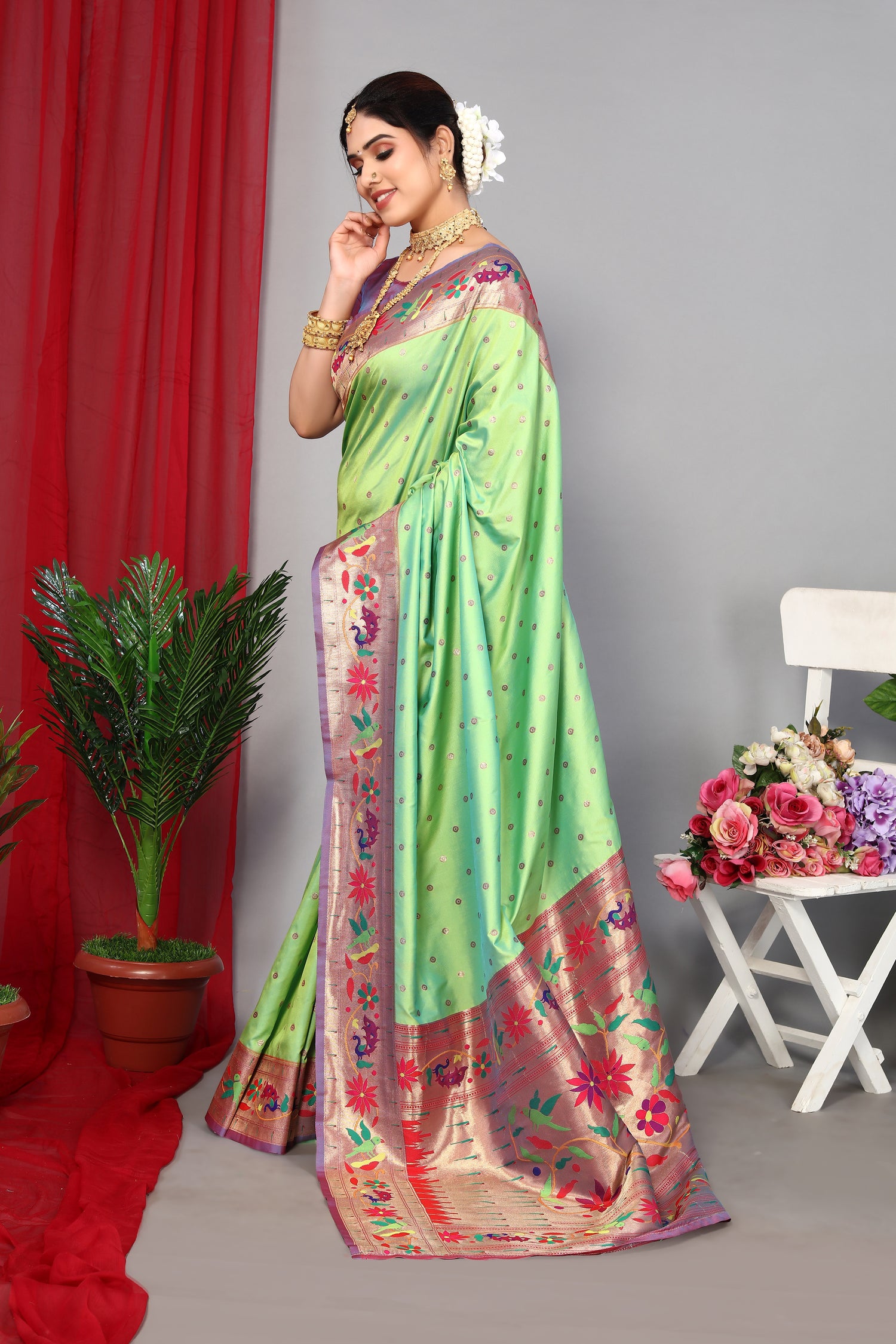 New Green Color Paithani Silk Saree