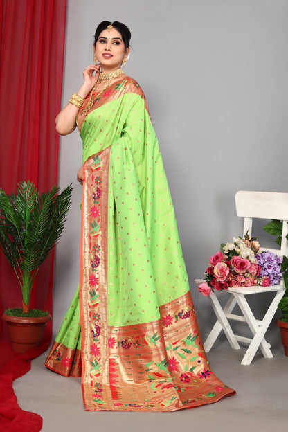 Classic Pista Color Paithani Silk Saree