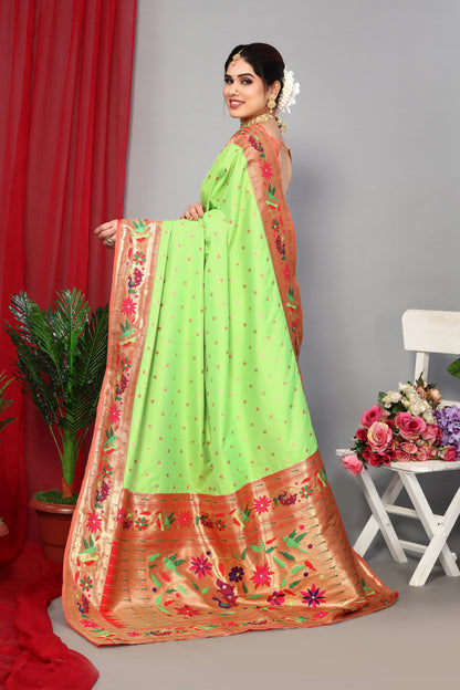 Classic Pista Color Paithani Silk Saree