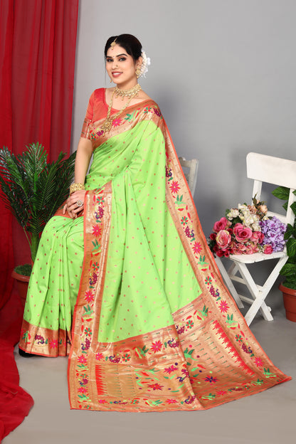 Classic Pista Color Paithani Silk Saree