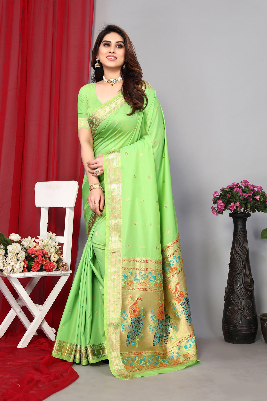 Royal Pista Color Paithani Silk Saree