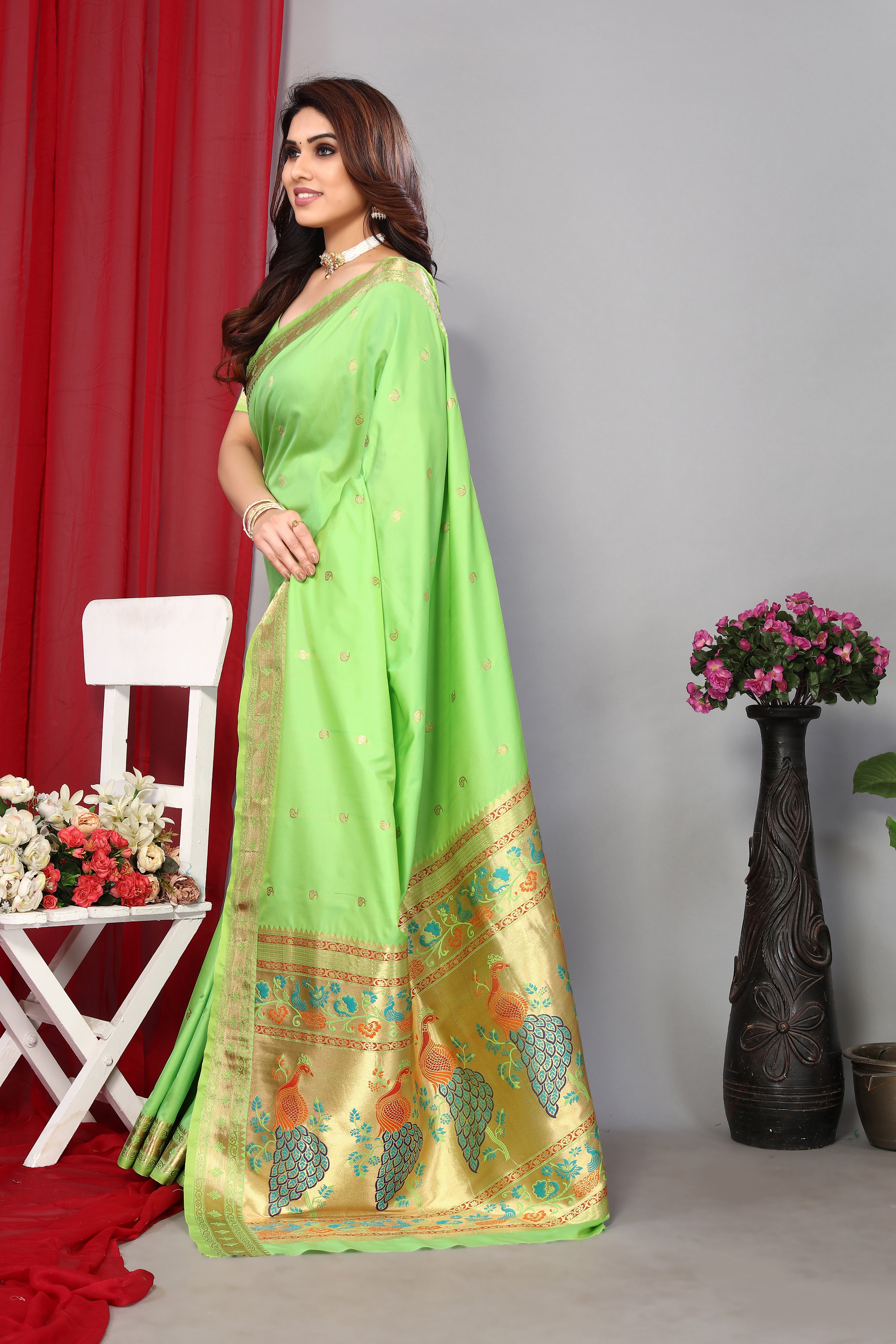 Royal Pista Color Paithani Silk Saree