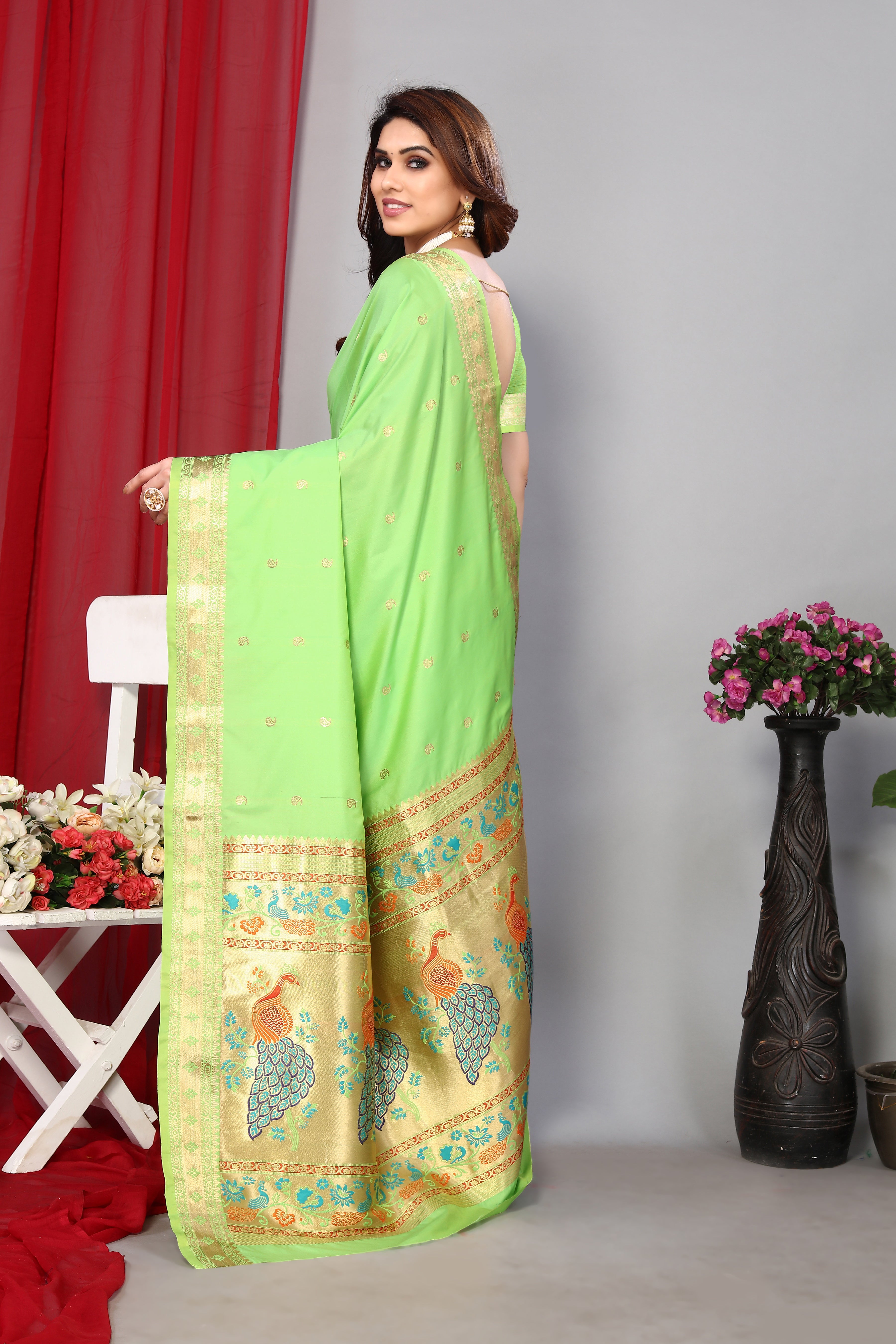 Royal Pista Color Paithani Silk Saree