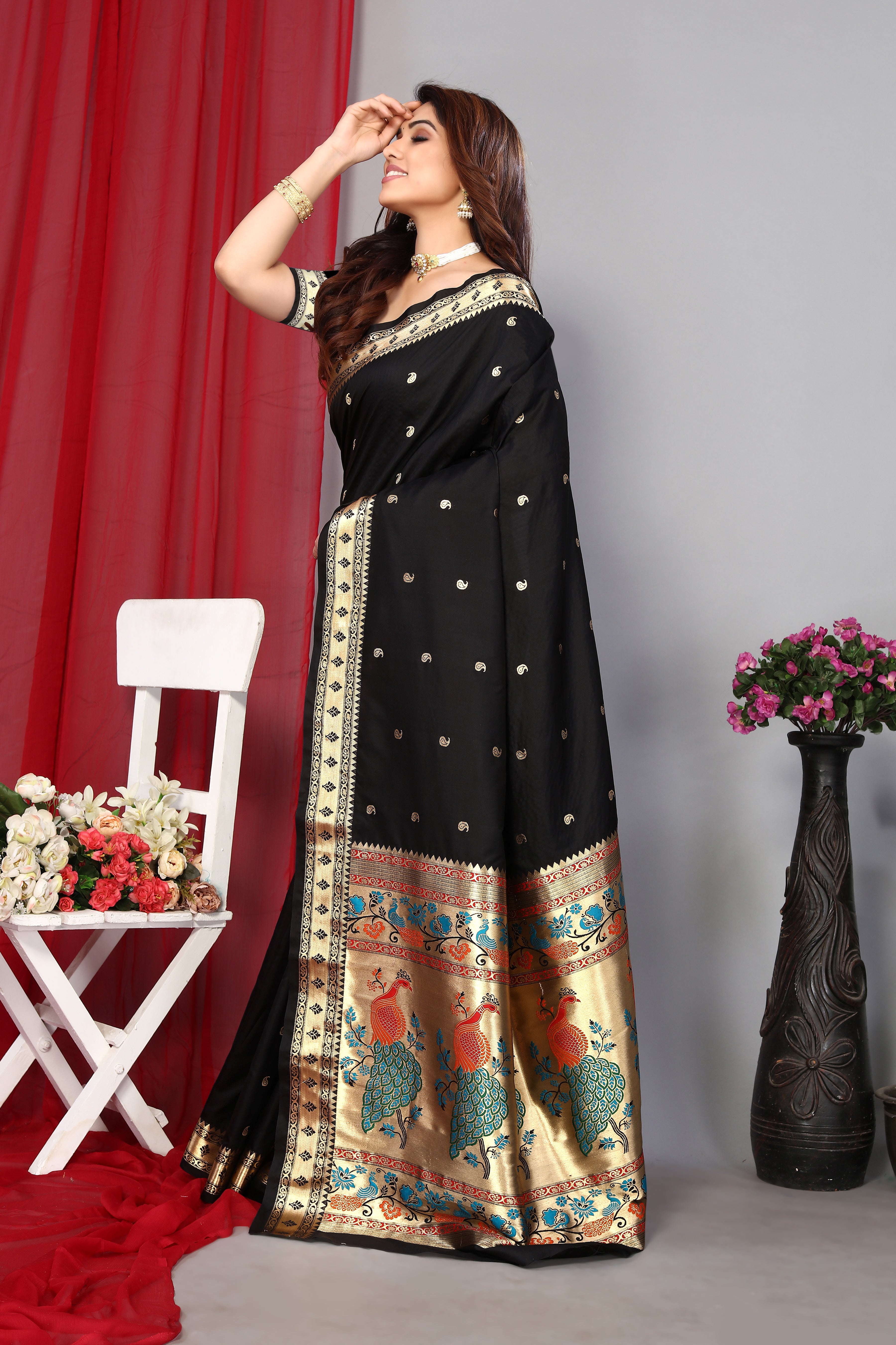 New Collection Paithani Silk Soft Black Saree