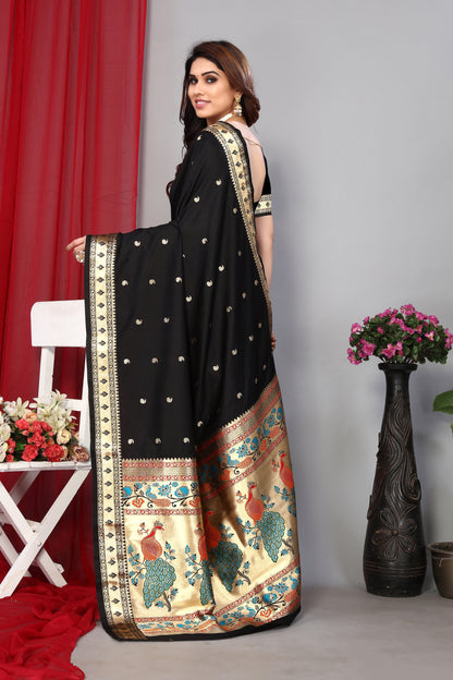 New Collection Paithani Silk Soft Black Saree