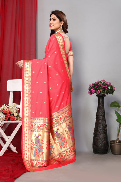 Pink Color Elegance Paithani Silk Saree