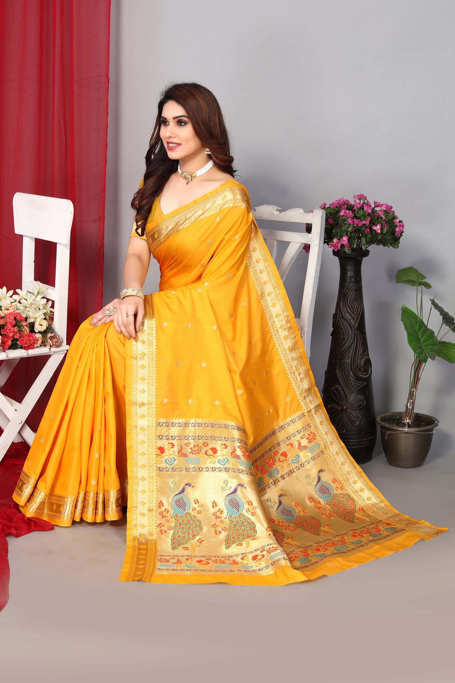 Stylish New Yellow Color Paithani Silk Saree