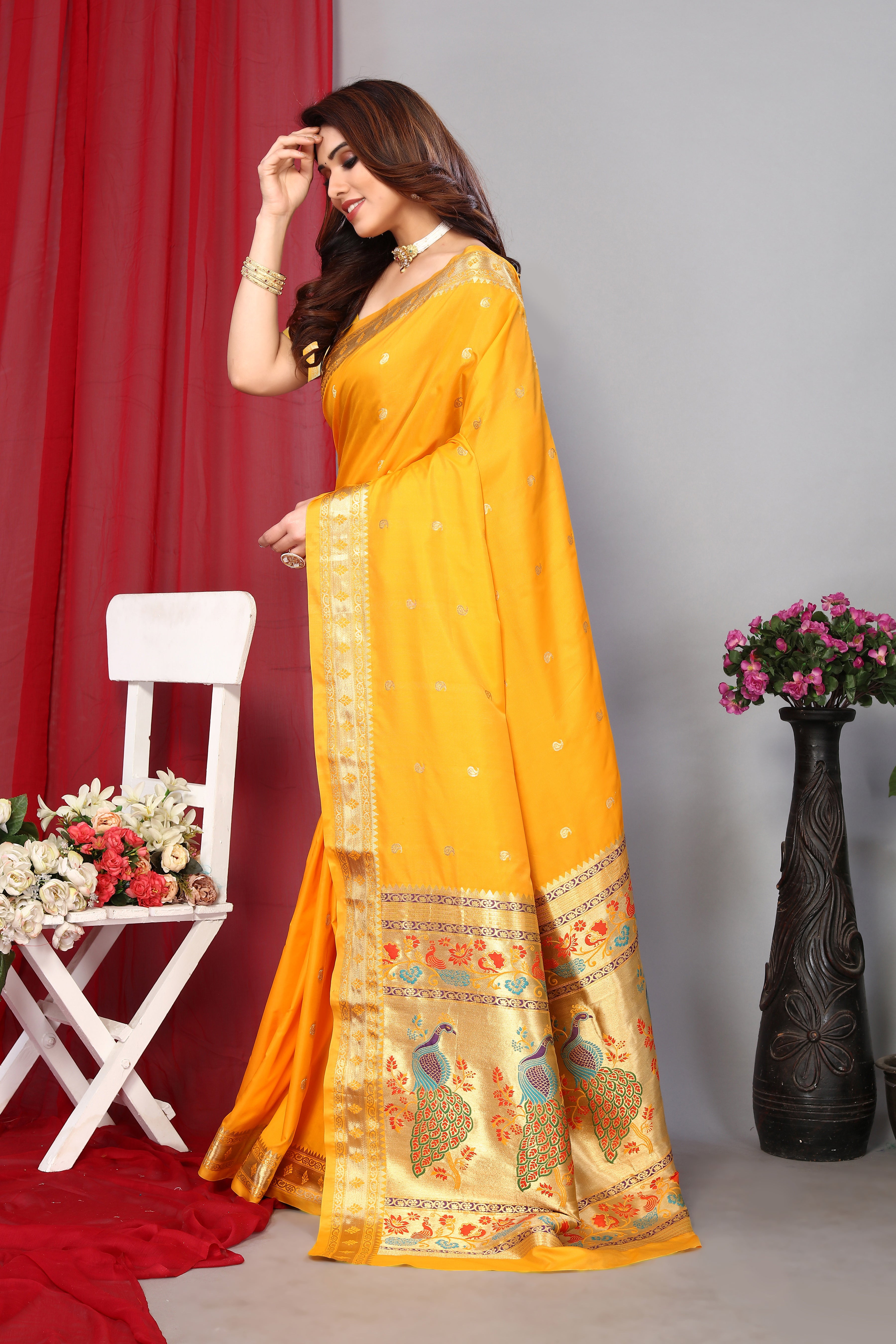 Stylish New Yellow Color Paithani Silk Saree