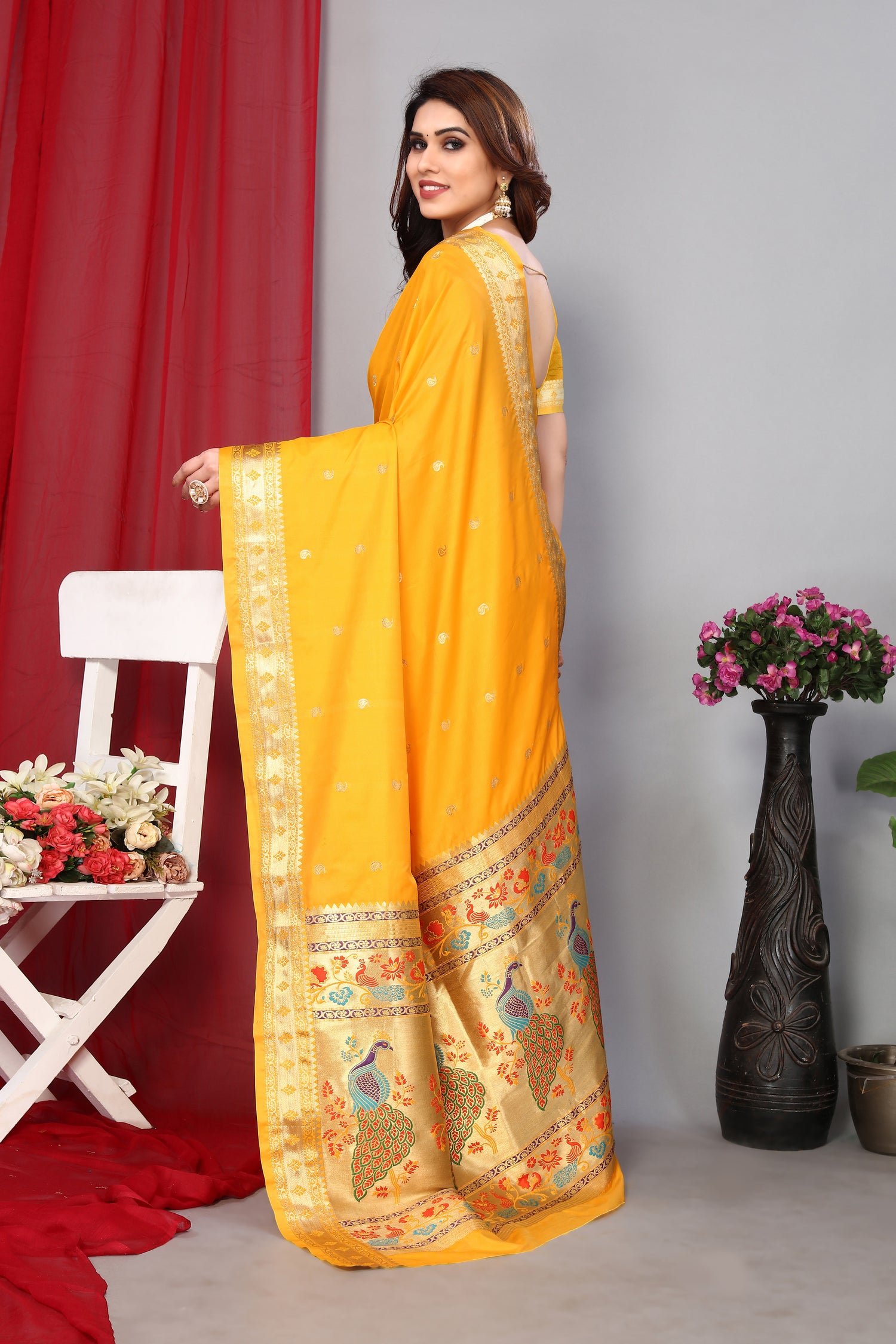 Stylish New Yellow Color Paithani Silk Saree