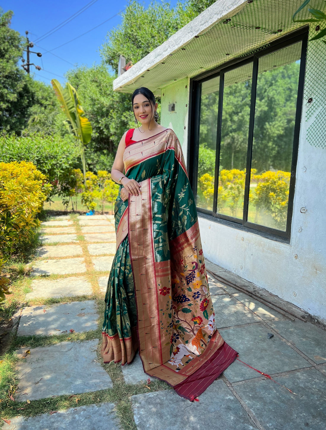 Traditional Green Color Pure Silk Saree