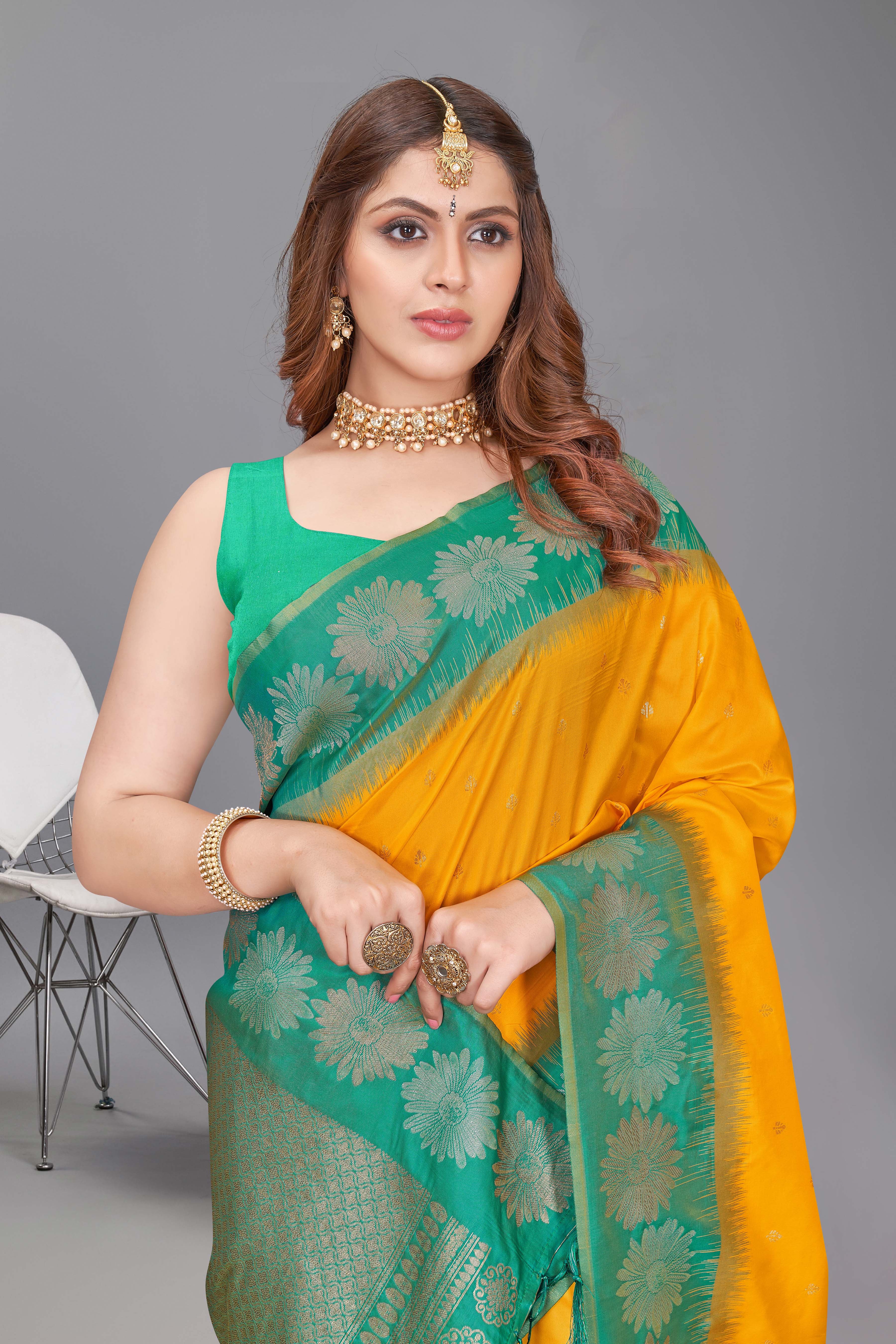 Haldi Wear Yellow Color Pure Silk Saree