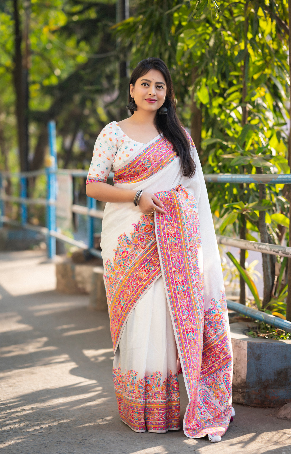 Pure Silk Traditional White Color Soft Saree