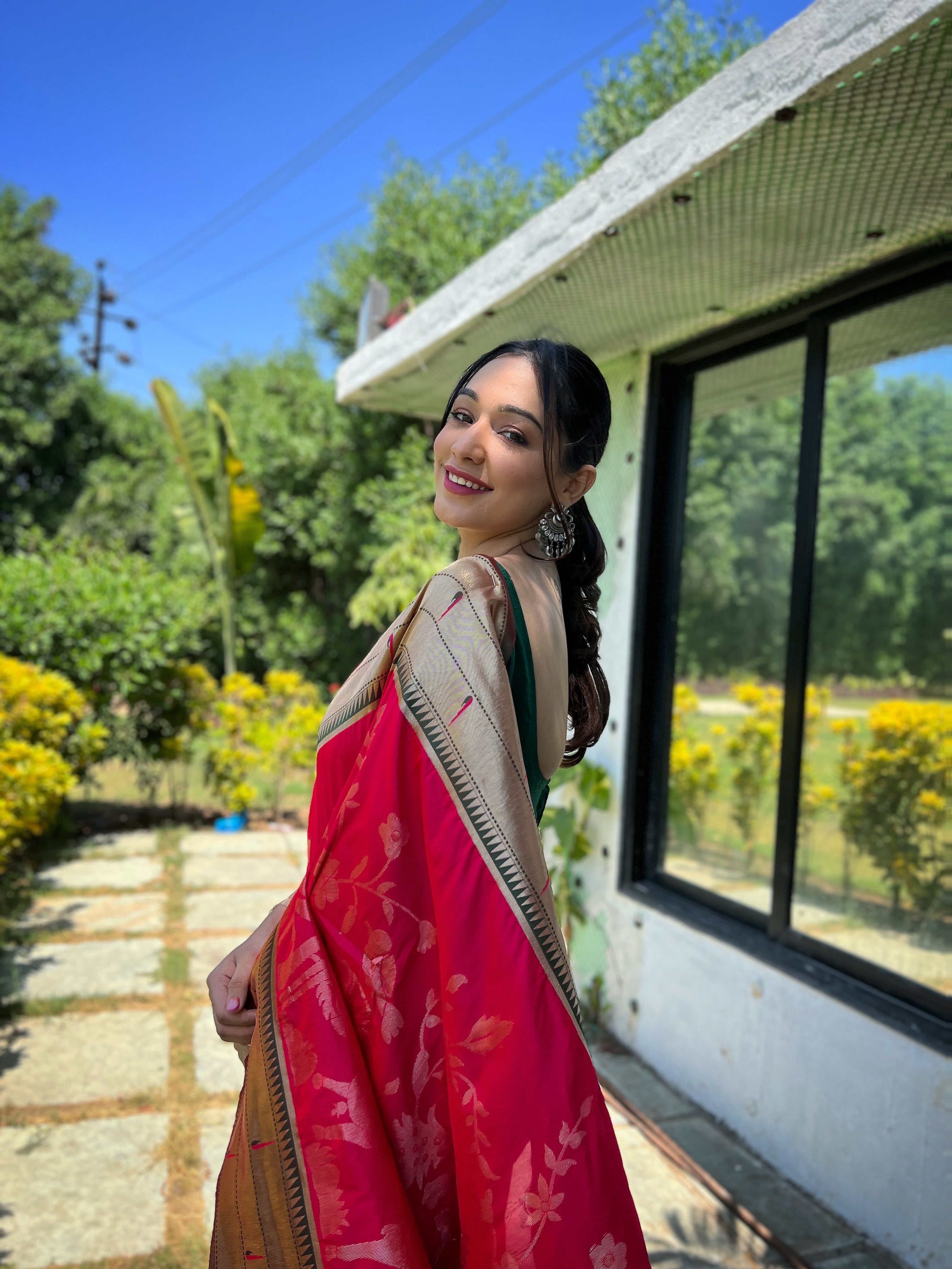 Soft Pure Silk Red Color Fancy Saree