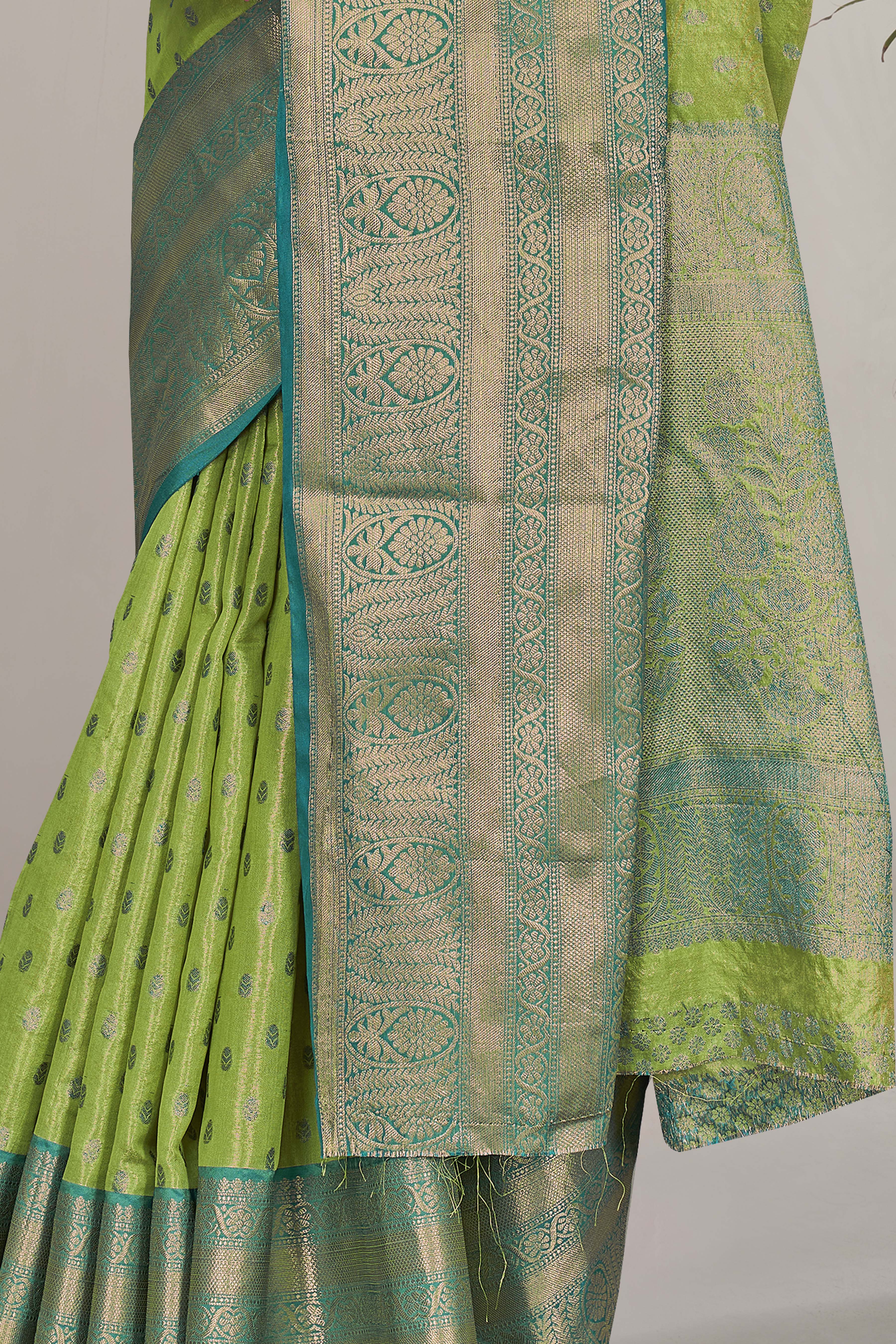 Stunning Tissue Silk Green Color Saree