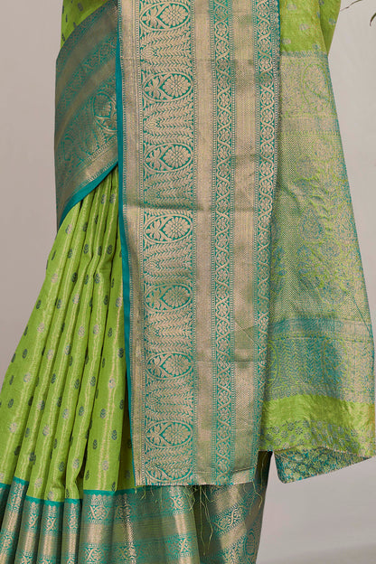 Stunning Tissue Silk Green Color Saree