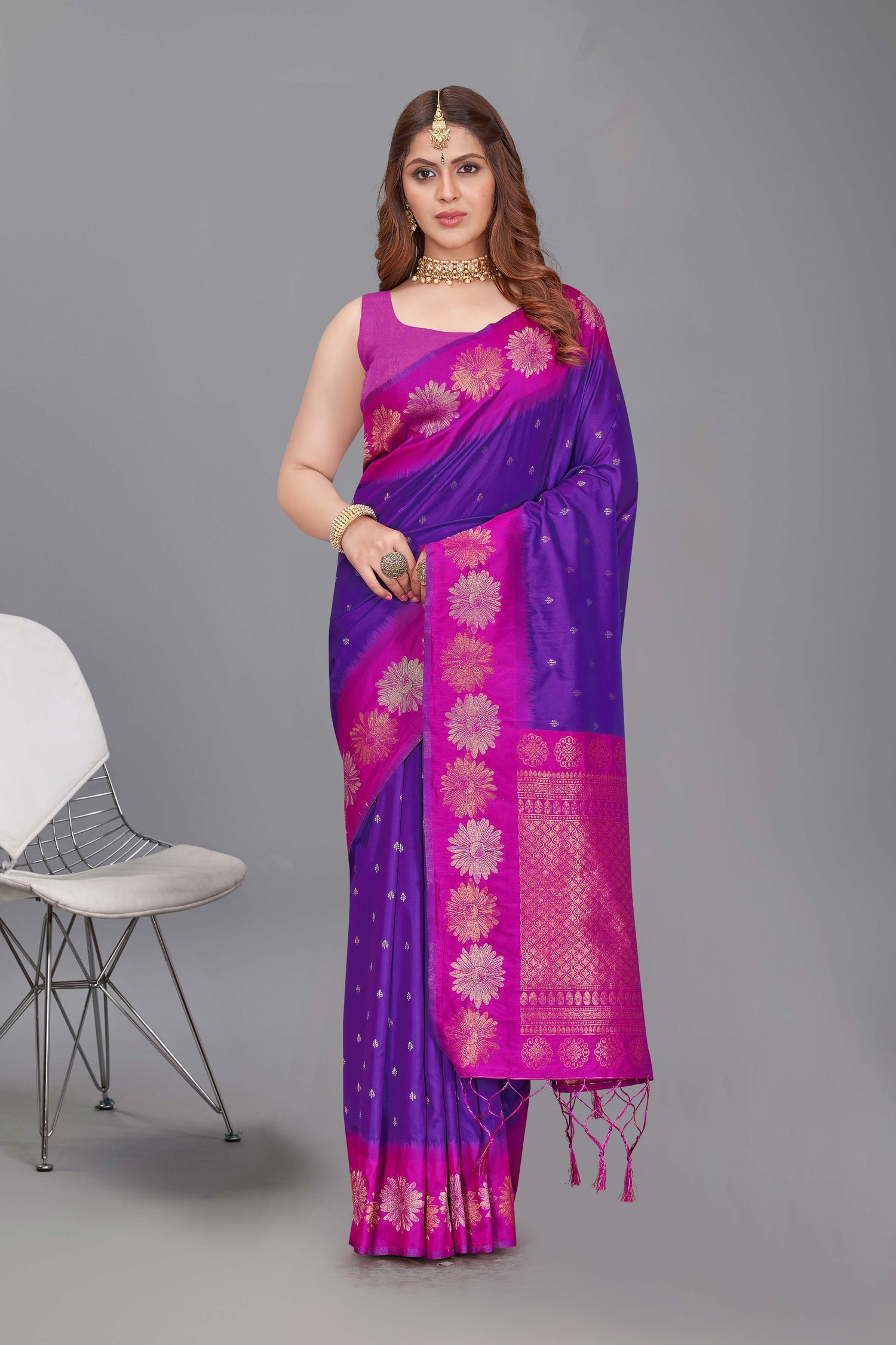 Beautiful Purple Color Pure Silk Saree