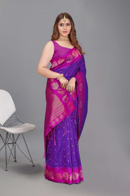 Beautiful Purple Color Pure Silk Saree