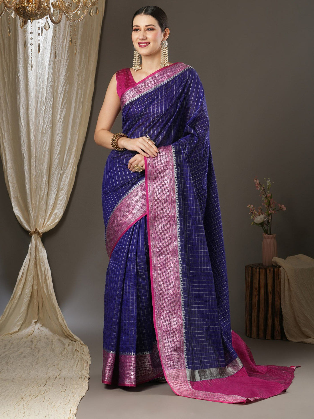 Latest Design Silk Blue Color Designer Saree