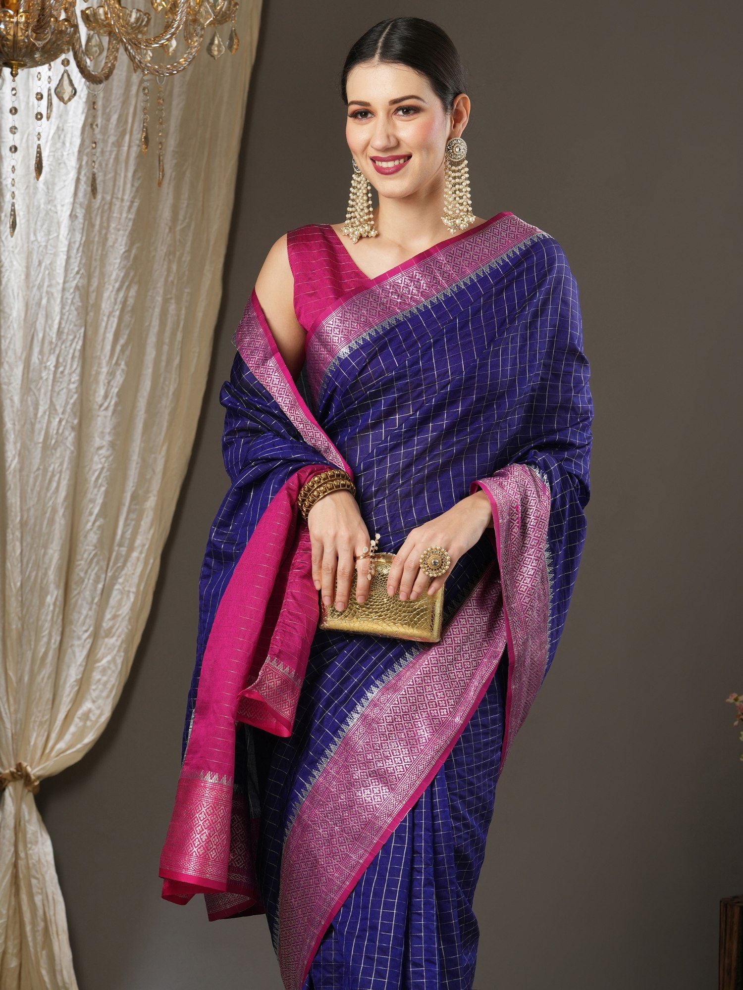 Latest Design Silk Blue Color Designer Saree