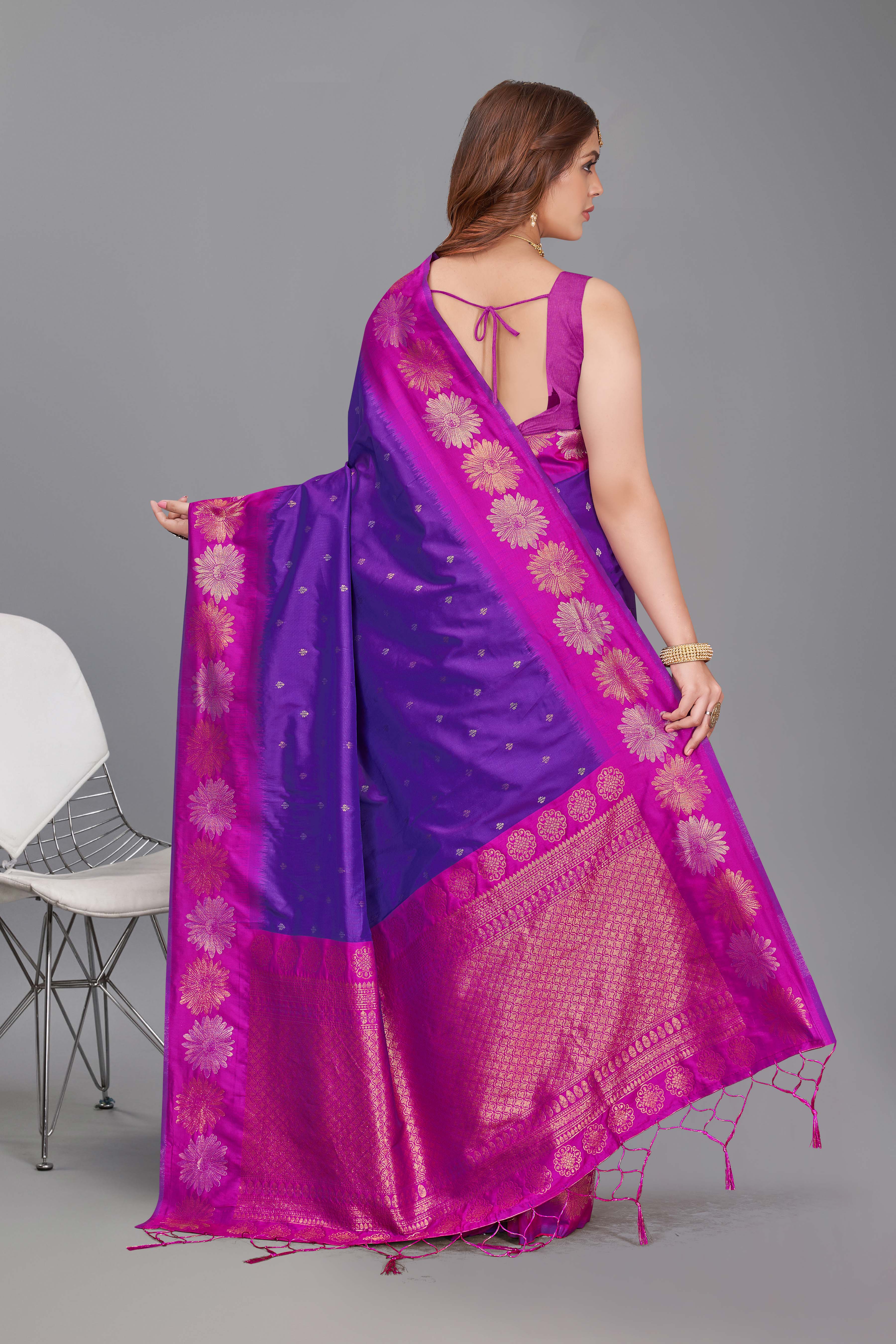 Beautiful Purple Color Pure Silk Saree