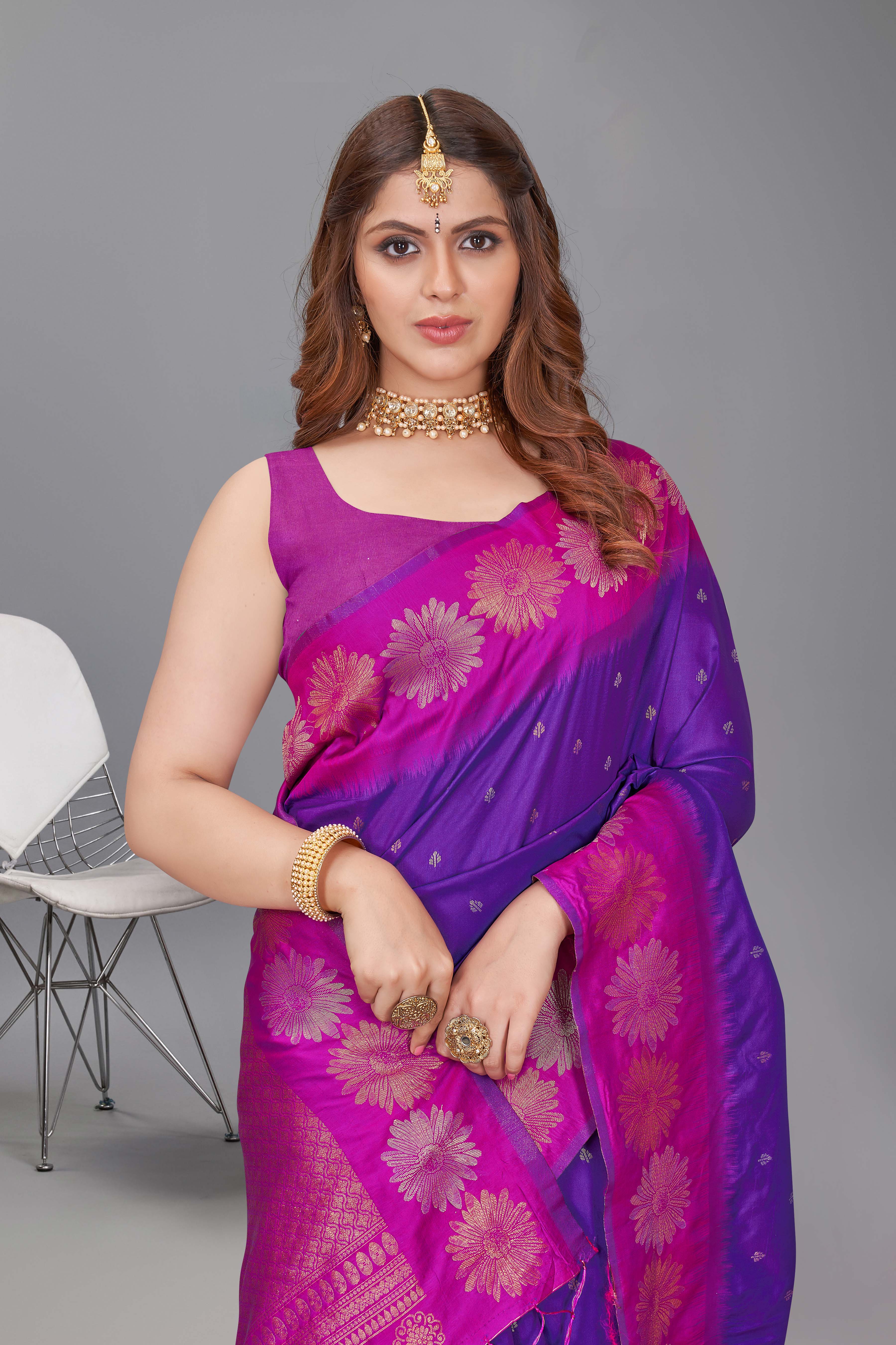 Beautiful Purple Color Pure Silk Saree