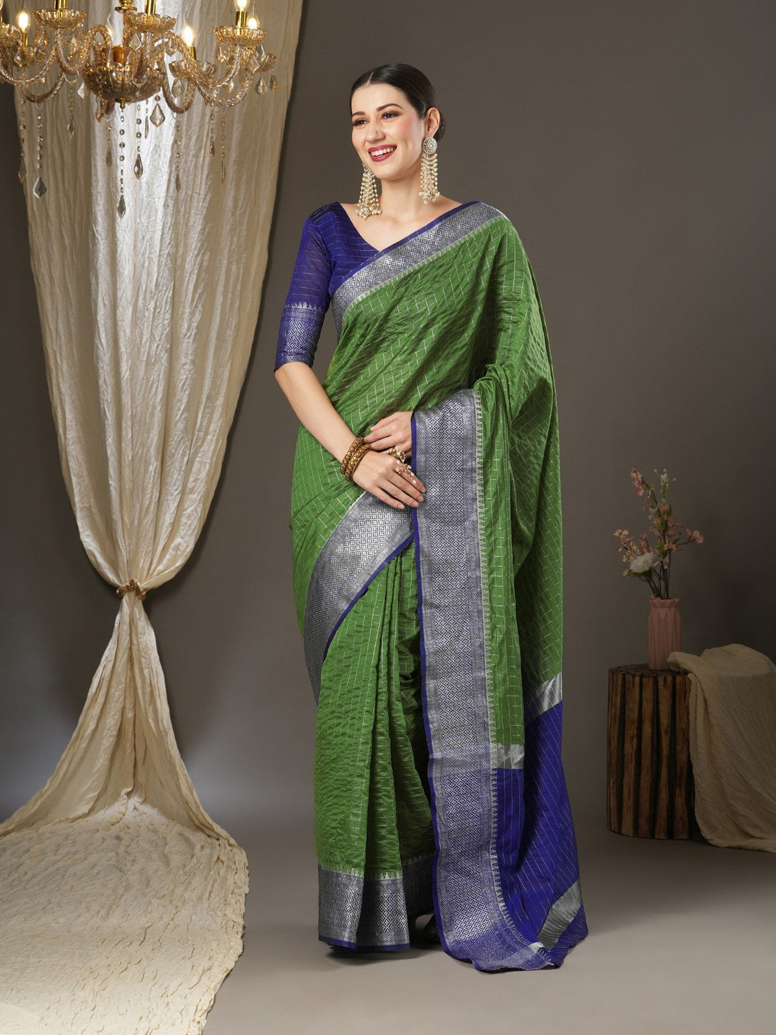 Latest Design Silk Green Color Designer Saree