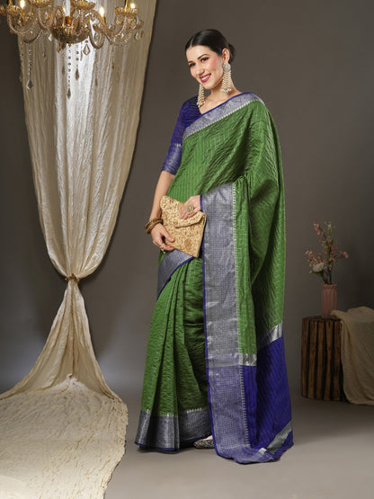 Latest Design Silk Green Color Designer Saree