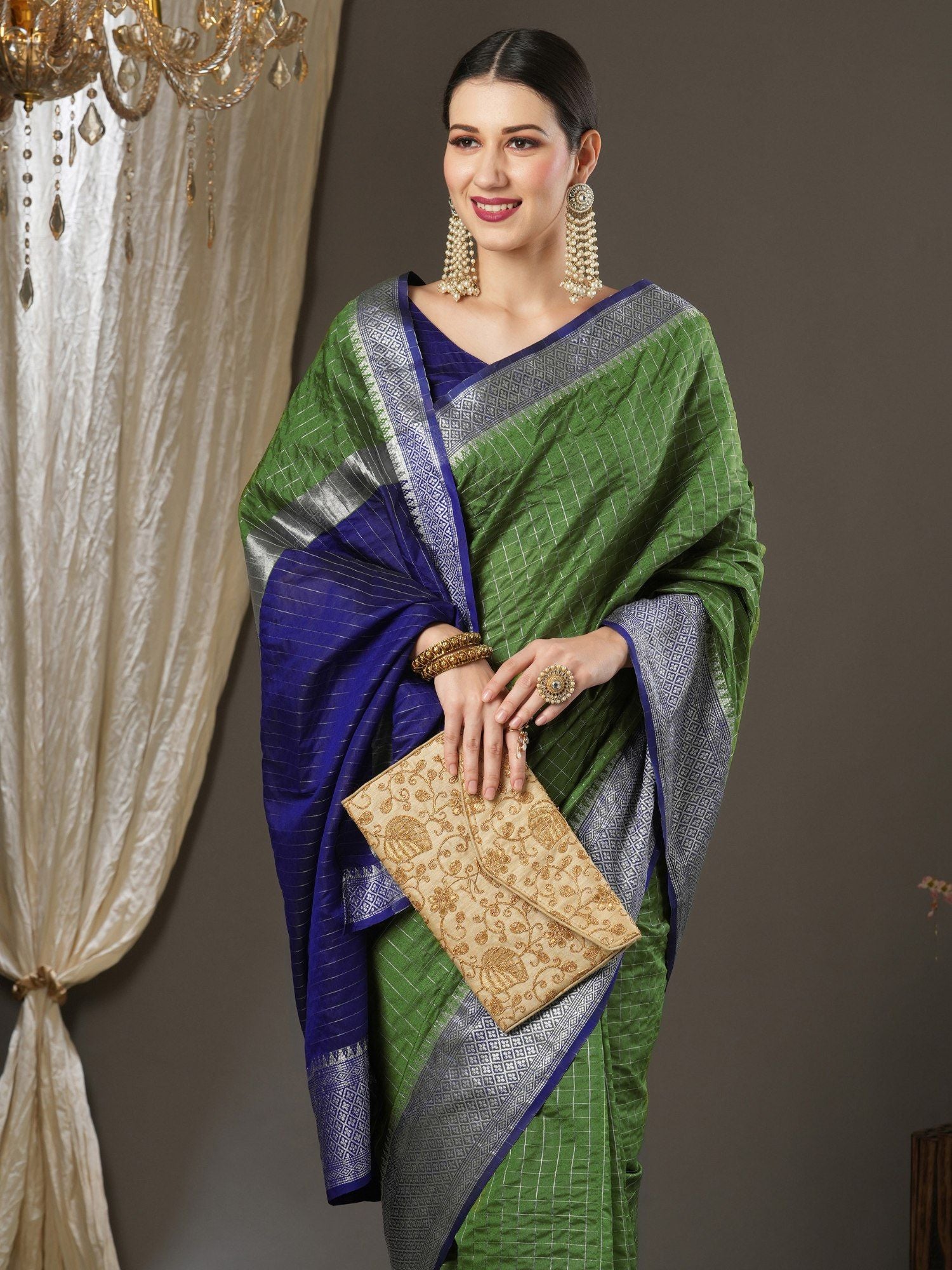 Latest Design Silk Green Color Designer Saree