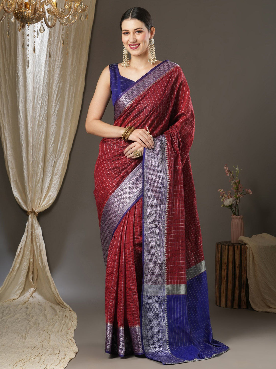 Latest Design Silk Maroon Color Designer Saree