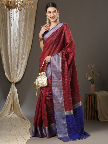 Latest Design Silk Maroon Color Designer Saree