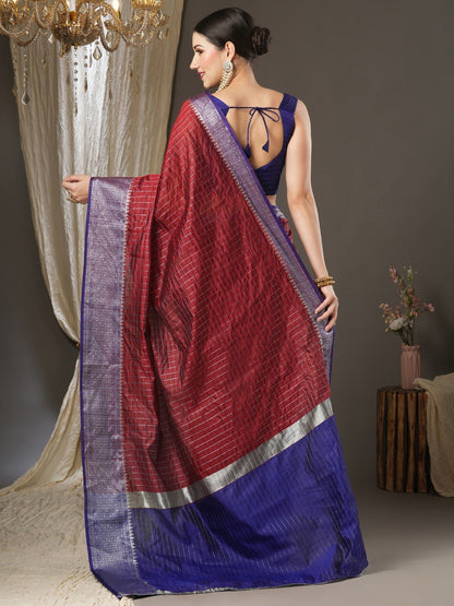 Latest Design Silk Maroon Color Designer Saree