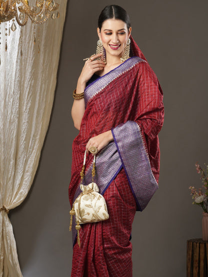 Latest Design Silk Maroon Color Designer Saree