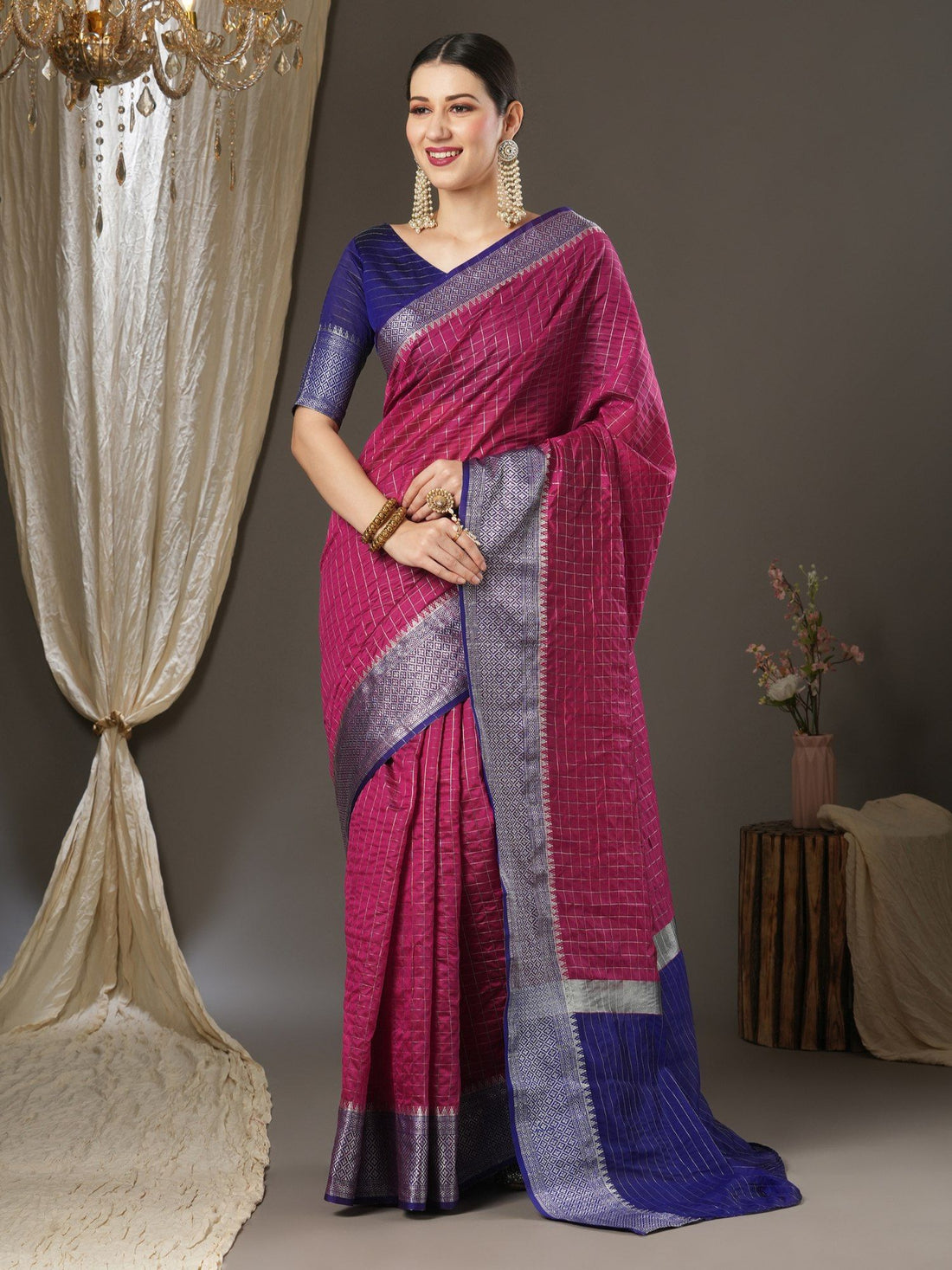 Latest Design Silk Pink Color Designer Saree