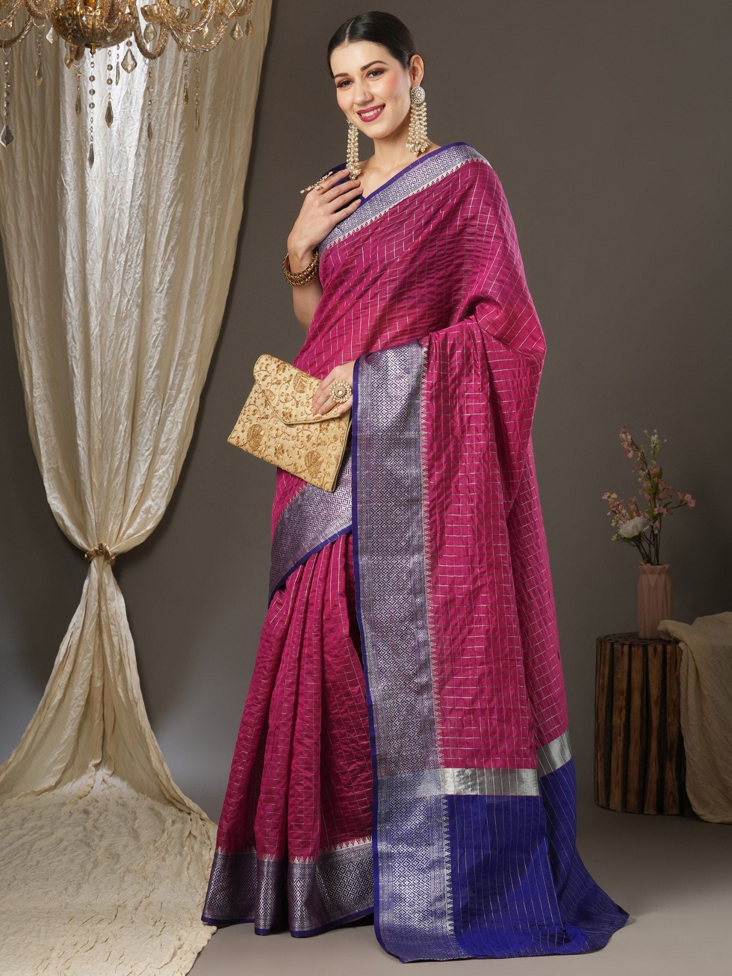 Latest Design Silk Pink Color Designer Saree