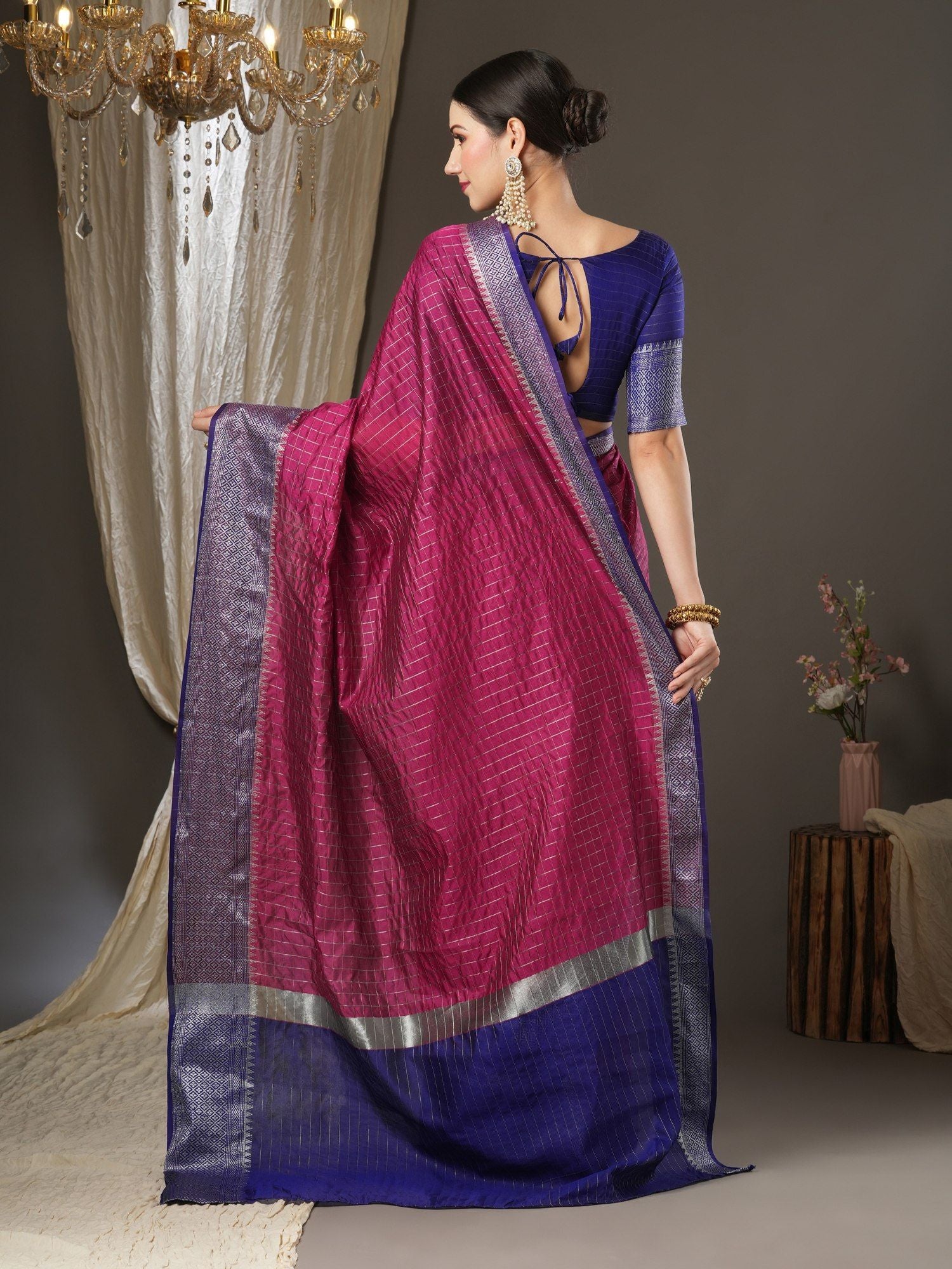 Latest Design Silk Pink Color Designer Saree