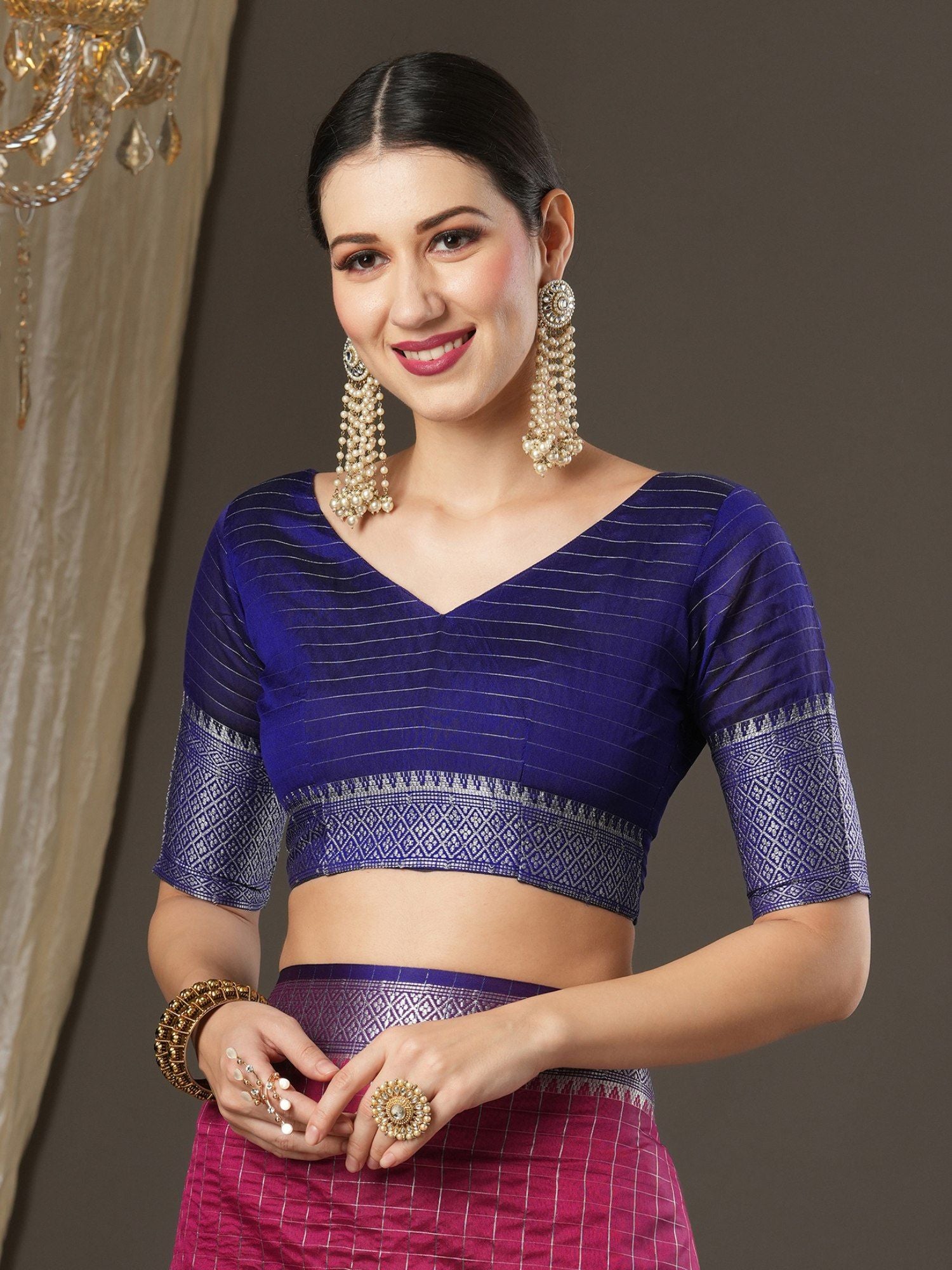 Latest Design Silk Pink Color Designer Saree