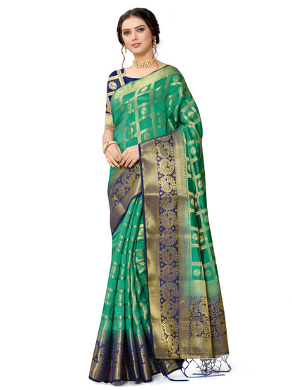 Royal Golden Green Banarasi Silk Saree