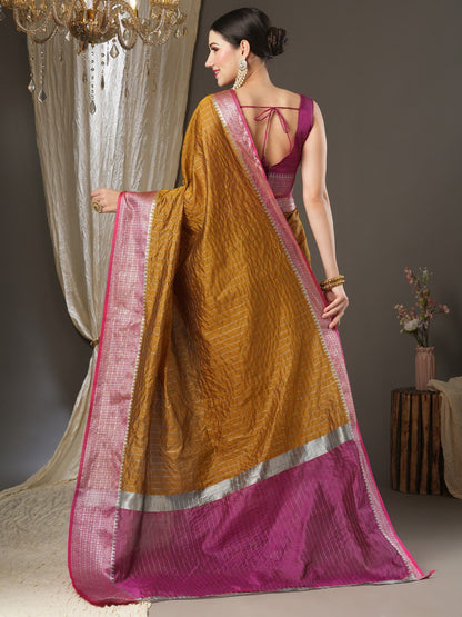 Latest Design Silk Yellow Color Designer Saree