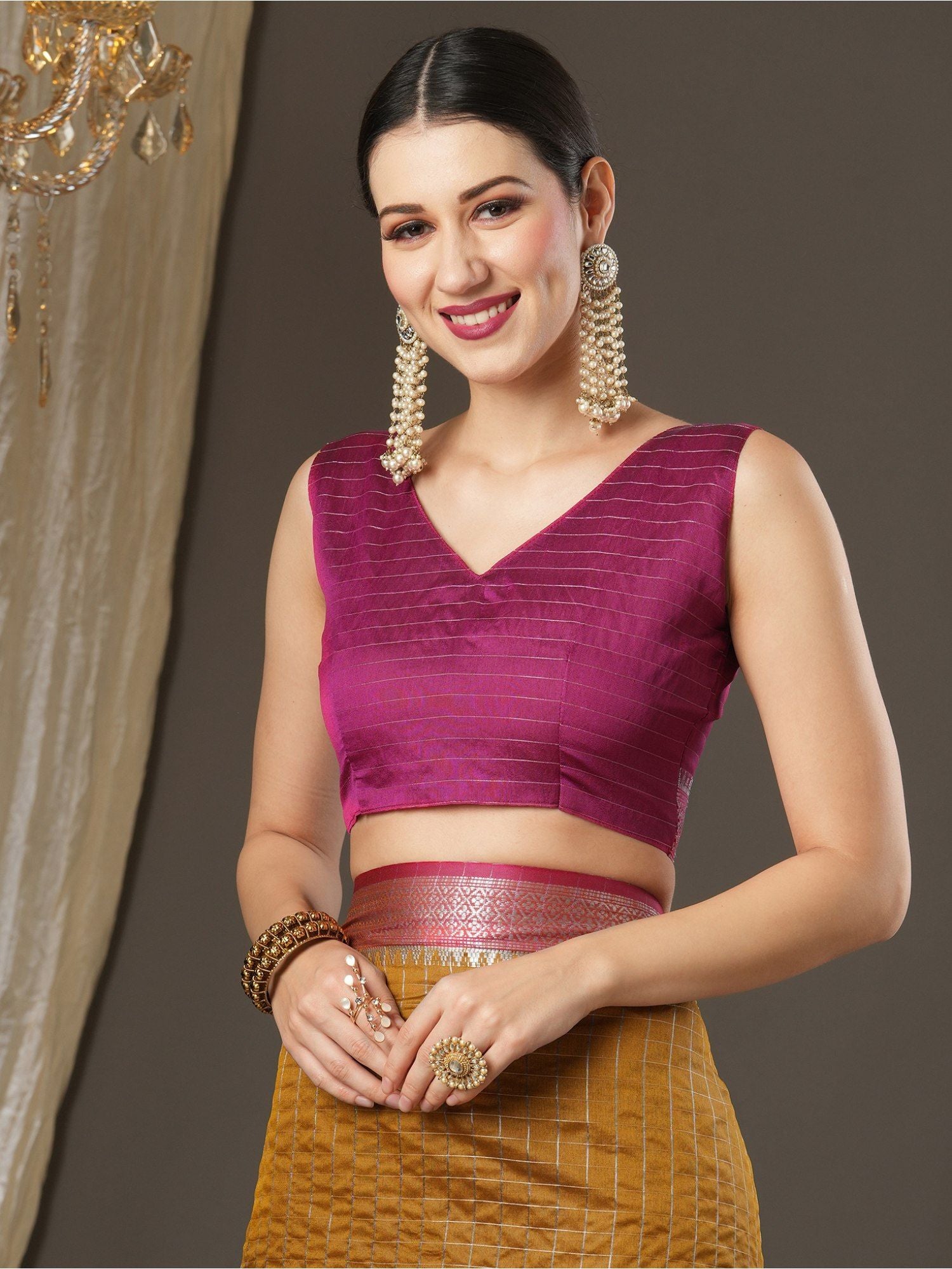 Latest Design Silk Yellow Color Designer Saree