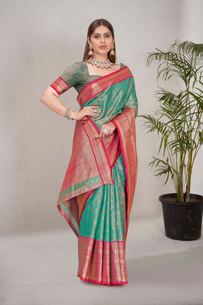 Traditional Tissue Silk Fancy Green Saree