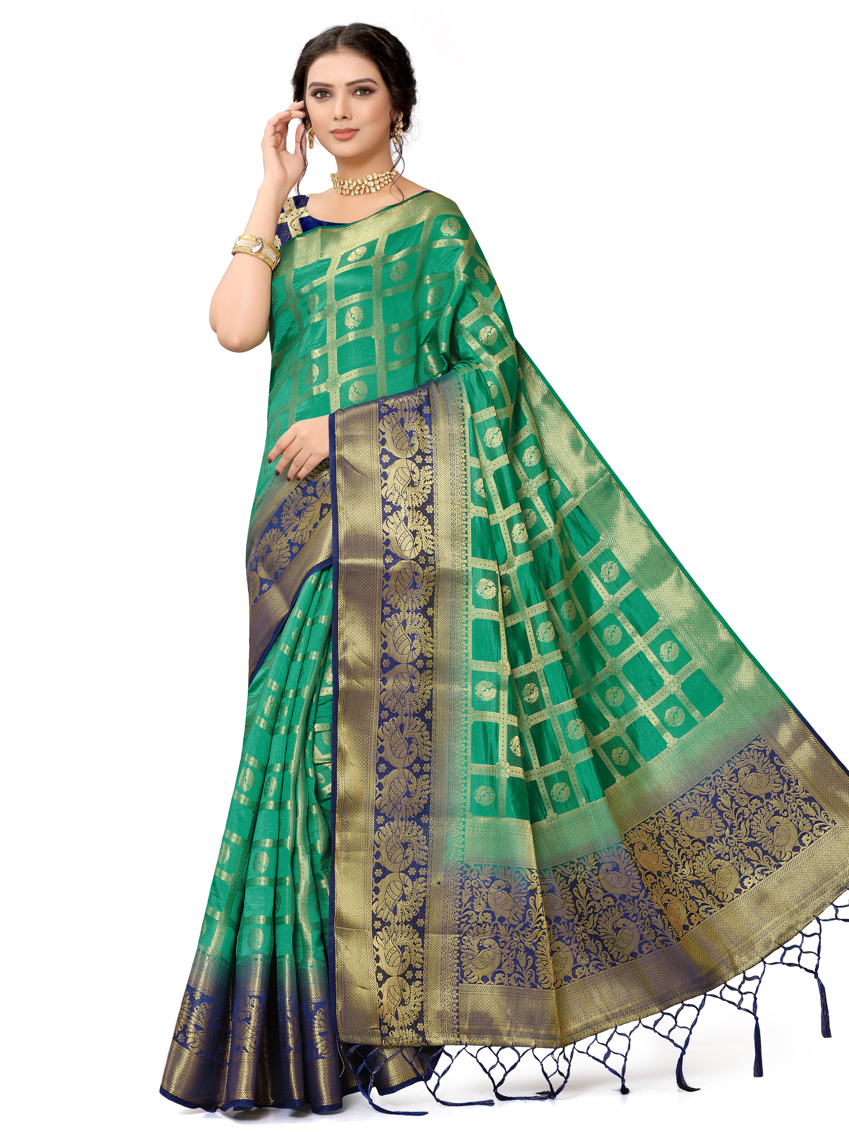 Royal Golden Green Banarasi Silk Saree