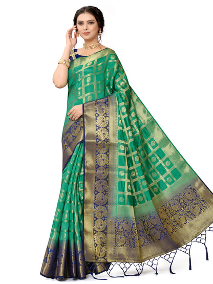 Royal Golden Green Banarasi Silk Saree