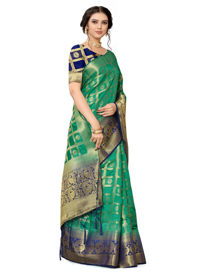 Royal Golden Green Banarasi Silk Saree