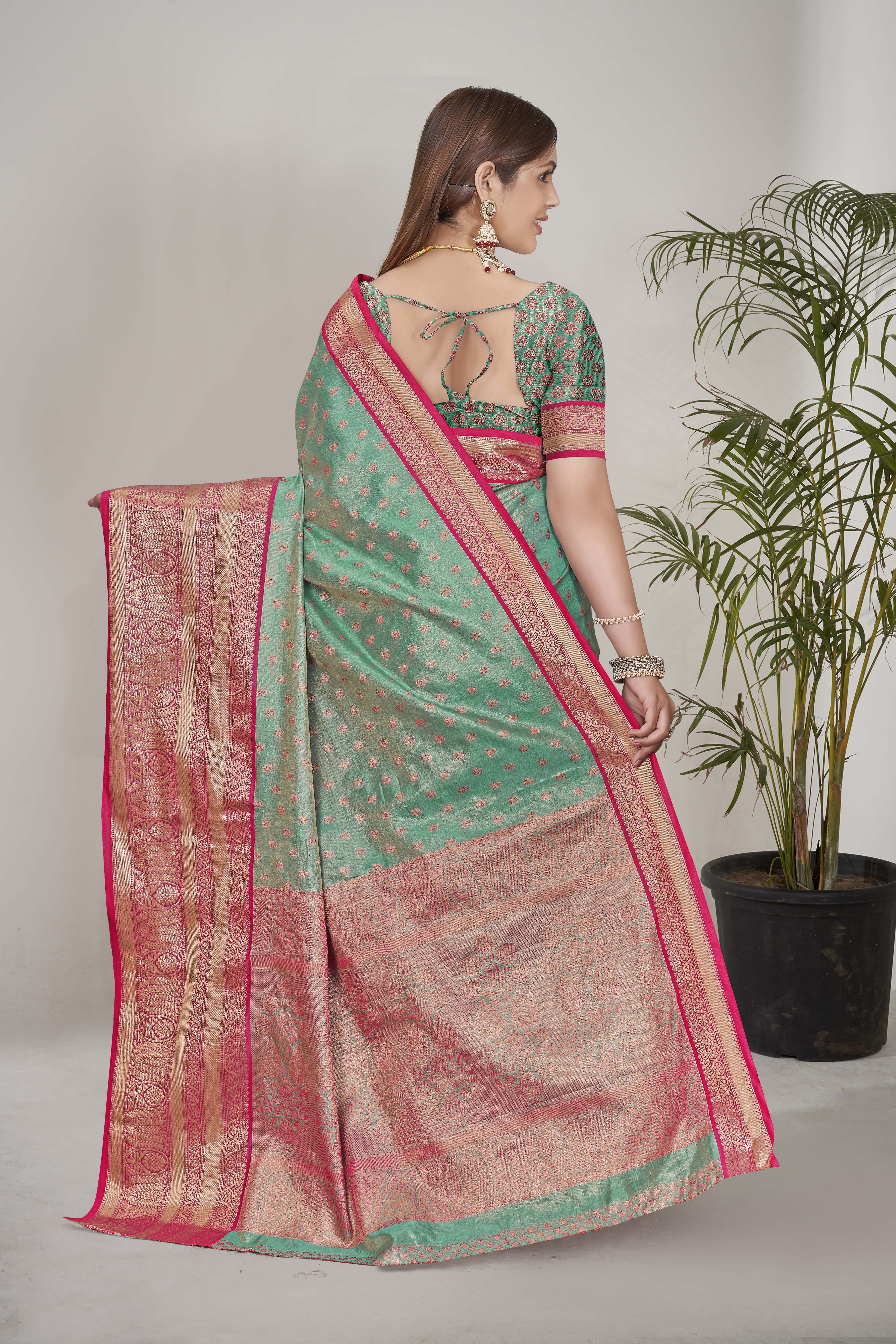 Traditional Tissue Silk Fancy Green Saree